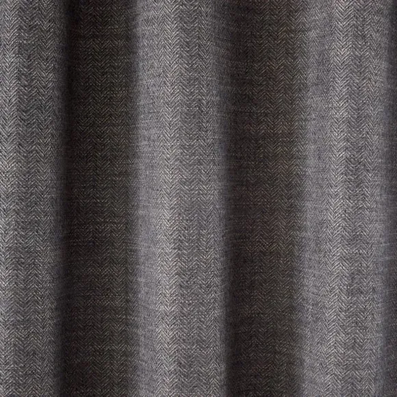 Herringbone Eyelet Curtains - Steel, Polyester