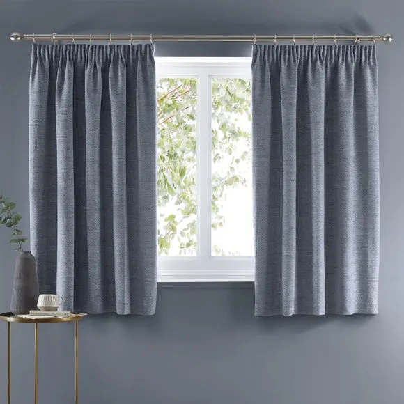 Herringbone Pencil Pleat Curtains - Ashley Blue