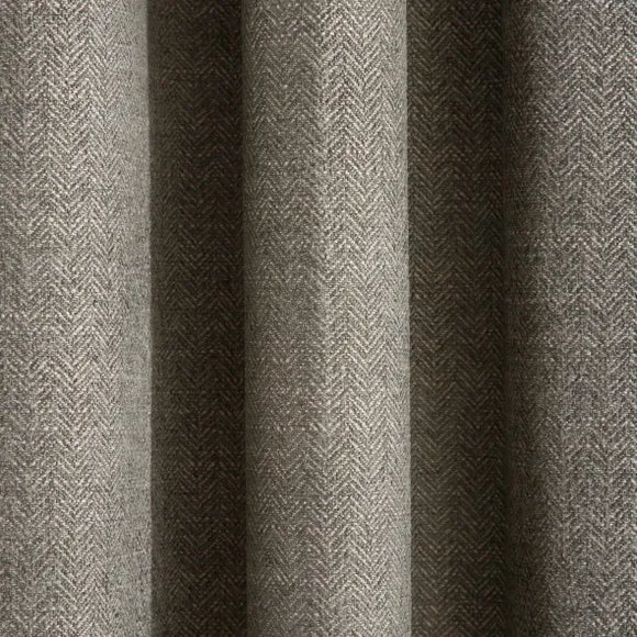 Herringbone Pencil Pleat Curtains - Olive