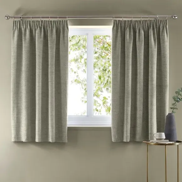 Herringbone Pencil Pleat Curtains - Sage