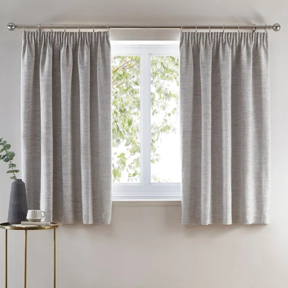 Herringbone Pencil Pleat Curtains - White