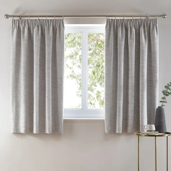 Herringbone Pencil Pleat Curtains - White