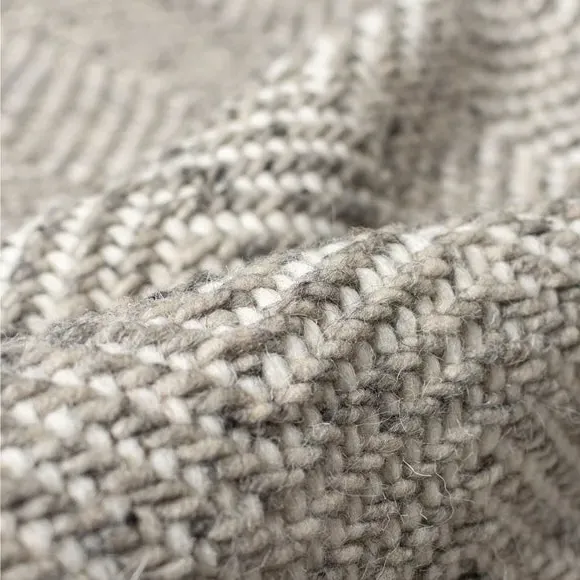 Herringbone Runner Rug with Tassels - Grey, Wool
