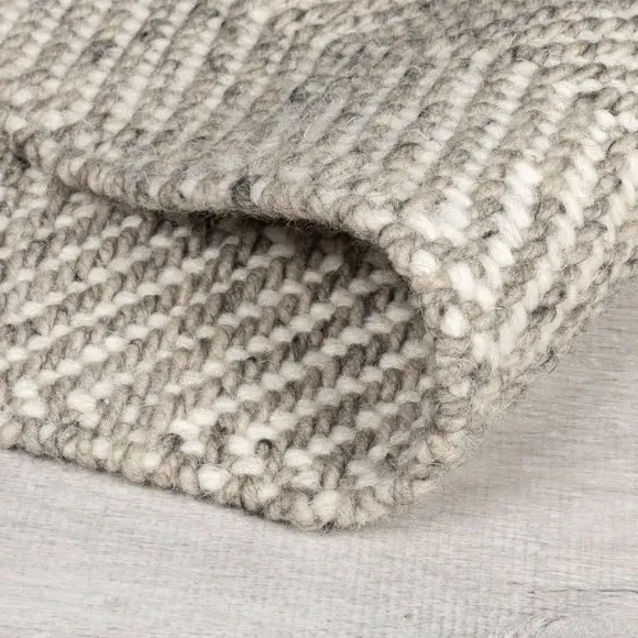 Herringbone Runner Rug with Tassels - Grey, Wool