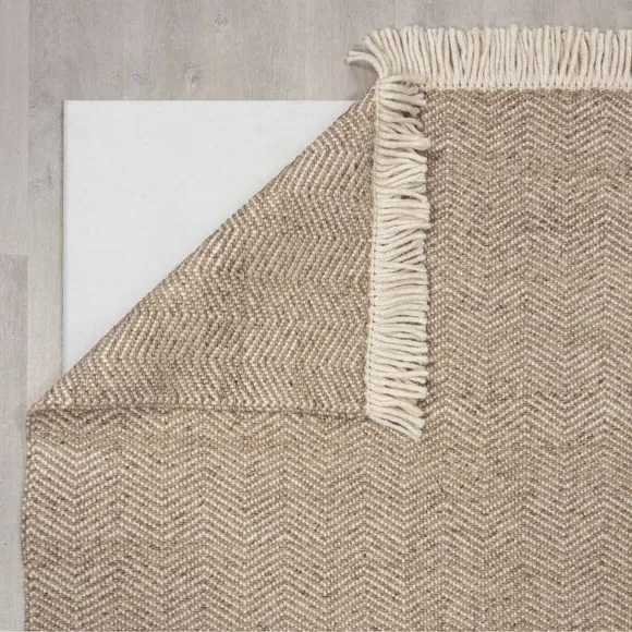 Herringbone Runner Rug with Tassels - Natural, Wool