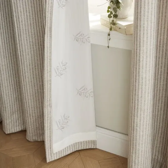 Herringbone Stripe Eyelet Curtains - Natural