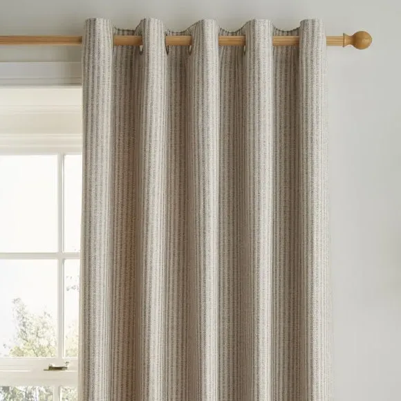 Herringbone Stripe Eyelet Curtains - Natural image