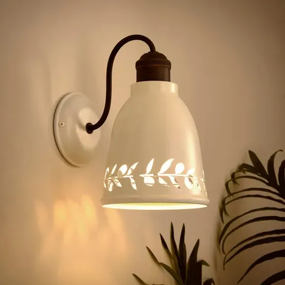 Industrial Wall Light with Cut-Out - Off-White