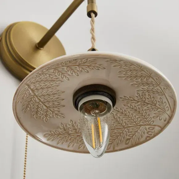 Industrial Wall Light with Pull Switch - Off-White