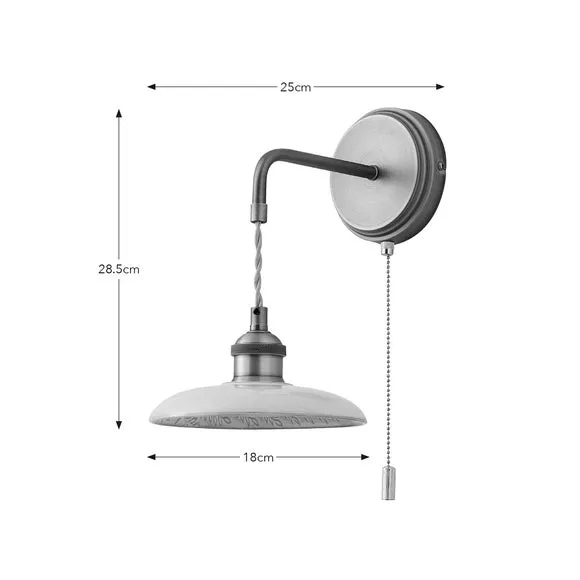 Industrial Wall Light with Pull Switch - Off-White