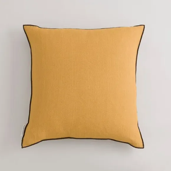 Large Square Cushion with Feather Fill - Honey, Linen