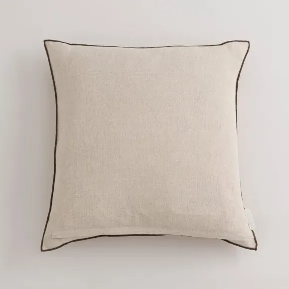 Large Square Cushion with Feather Fill - Honey, Linen