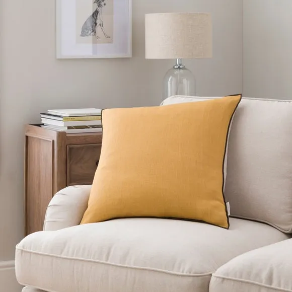 Large Square Cushion with Feather Fill - Honey, Linen image