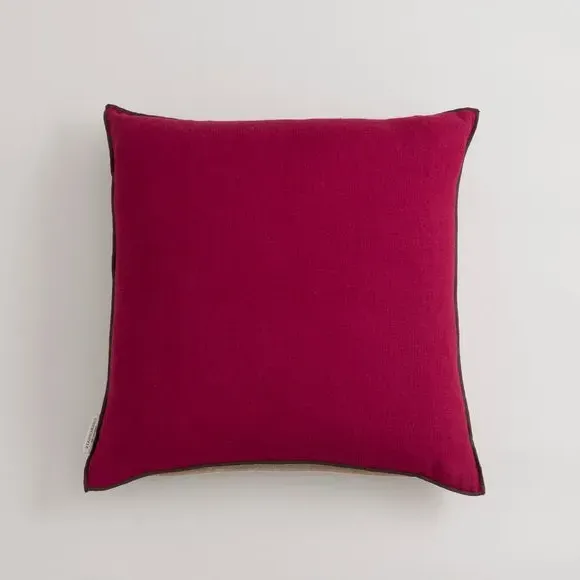 Large Square Cushion with Feather Fill - Mulberry, Linen