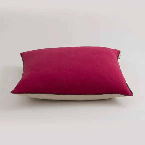 Large Square Cushion with Feather Fill - Mulberry, Linen