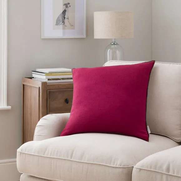Large Square Cushion with Feather Fill - Mulberry, Linen