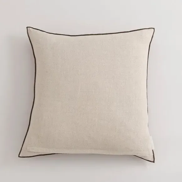 Large Square Cushion with Feather Fill - Orange, Linen