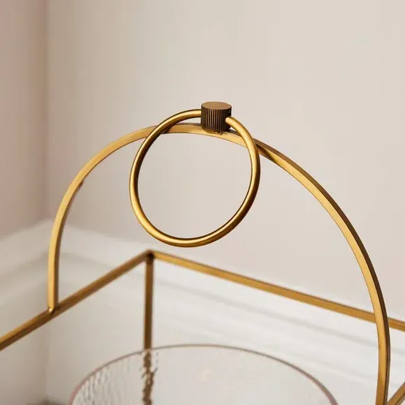 Metal Lantern with Handle - Gold, Metal