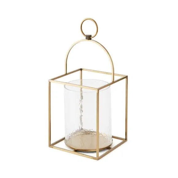 Metal Lantern with Handle - Gold, Metal
