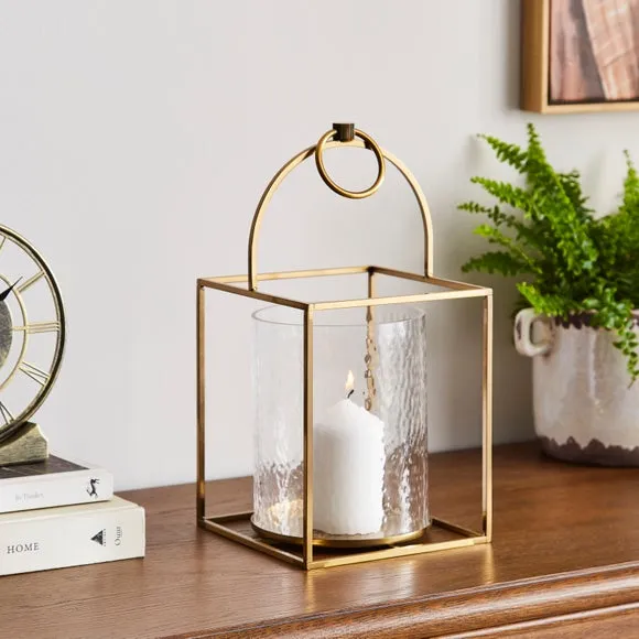 Metal Lantern with Handle - Gold, Metal image