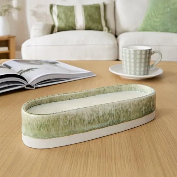 Multi Wick Candle in Ceramic Vessel - Green