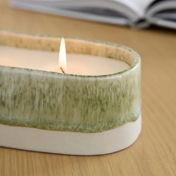 Multi Wick Candle in Ceramic Vessel - Green