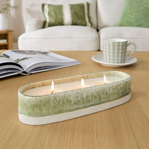 Multi Wick Candle in Ceramic Vessel - Green image