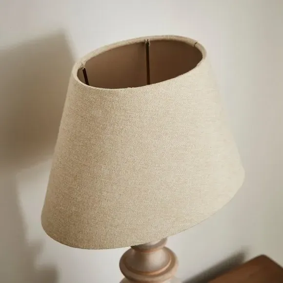 Oval Lamp Shade Art Deco - Natural, Fabric