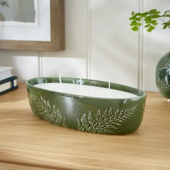 Oval Multi Wick Candle - Green, Decorative Vessel