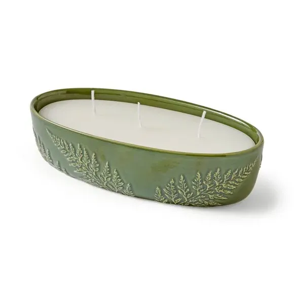 Oval Multi Wick Candle - Green, Decorative Vessel