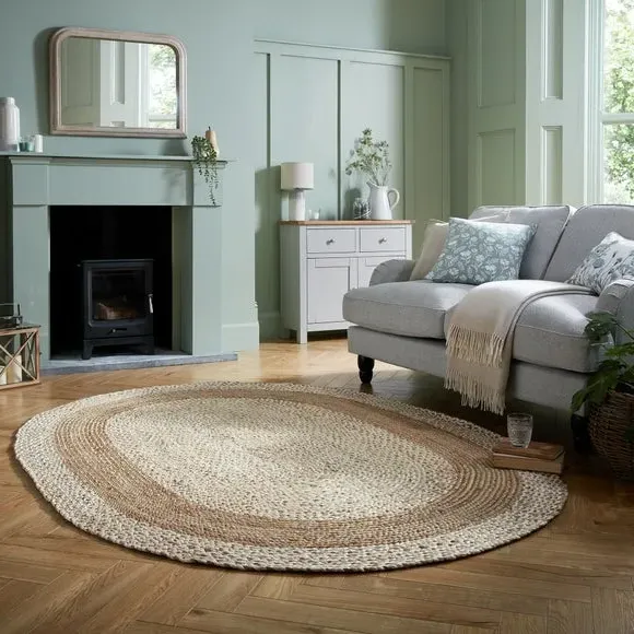 Oval Rug Hand-Crafted - Natural, Jute