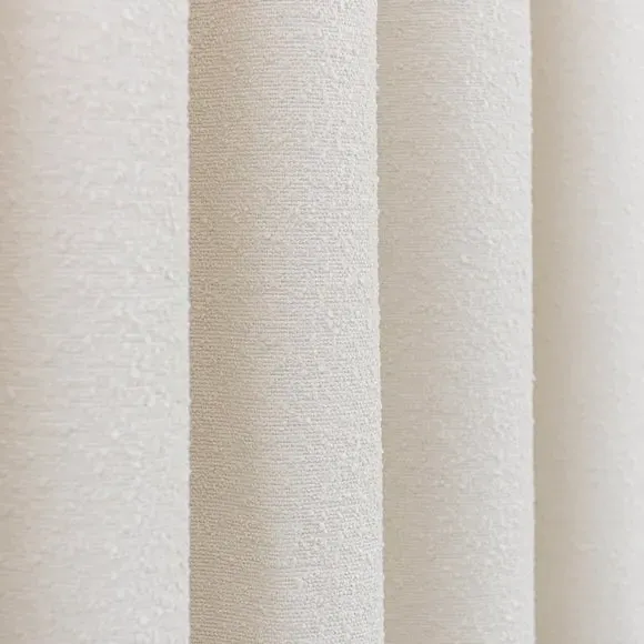 Pencil Pleat Curtains - Ivory, Boucle