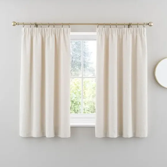 Pencil Pleat Curtains - Ivory, Boucle