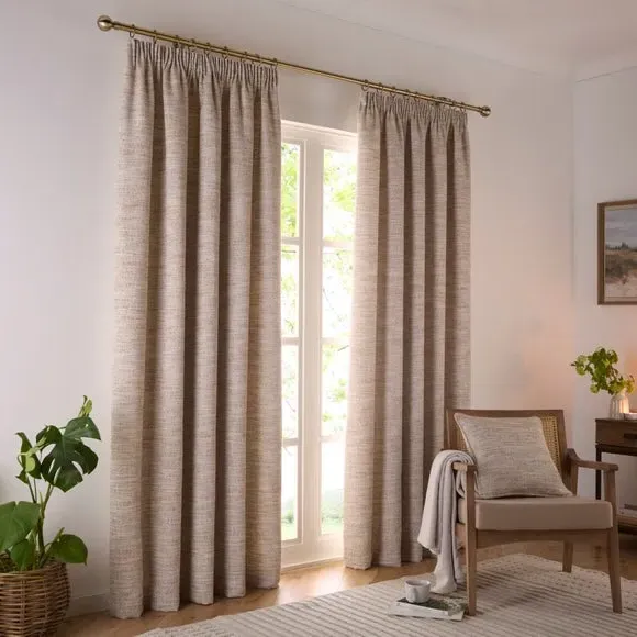 Pencil Pleat Curtains with Lining - Natural
