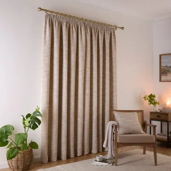 Pencil Pleat Curtains with Lining - Natural