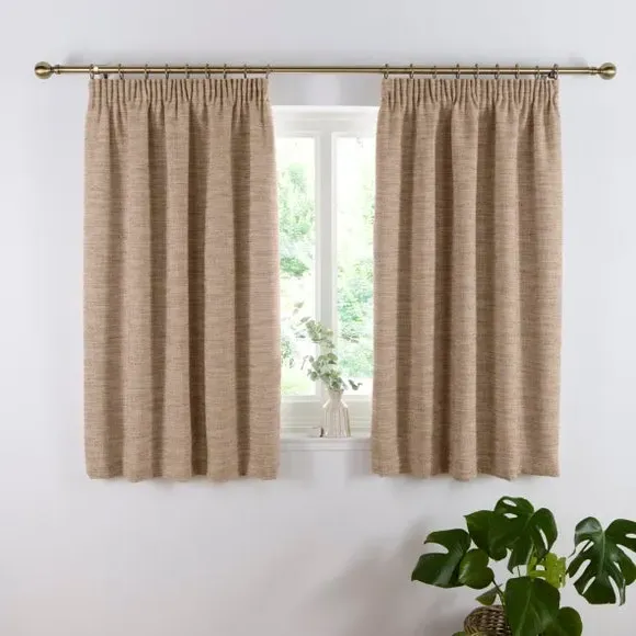 Pencil Pleat Curtains with Lining - Natural