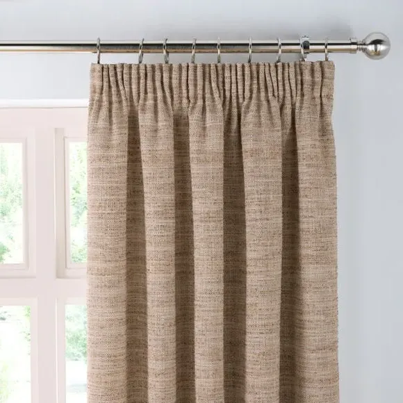 Pencil Pleat Curtains with Lining - Natural image