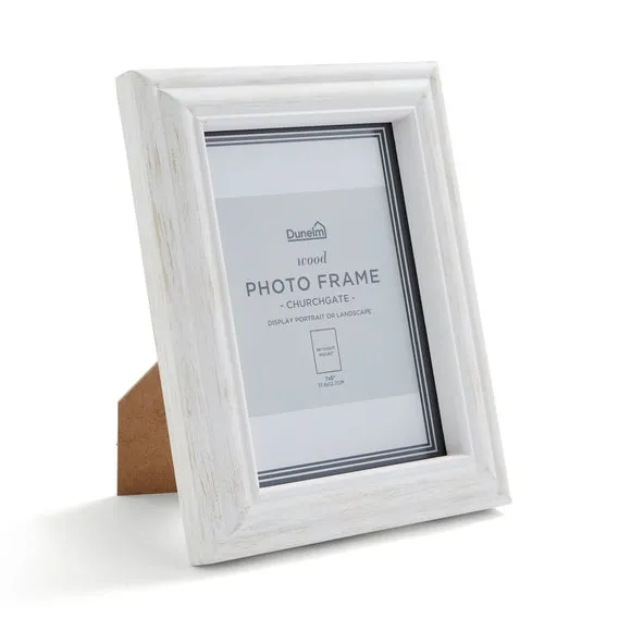 Photo Frame with Wall Fixings - White, Wood
