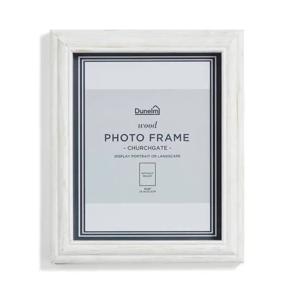 Photo Frame with Wall Fixings - White, Wood