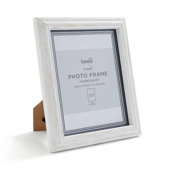 Photo Frame with Wall Fixings - White, Wood