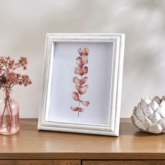 Photo Frame with Wall Fixings - White, Wood