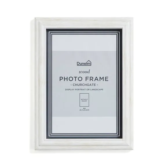 Photo Frame with Wall Fixings - White, Wood