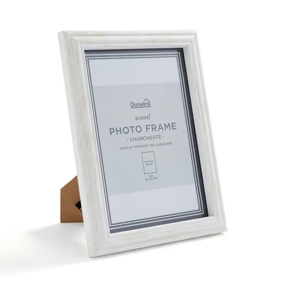 Photo Frame with Wall Fixings - White, Wood