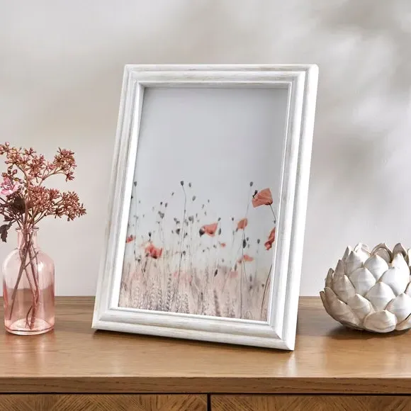Photo Frame with Wall Fixings - White, Wood