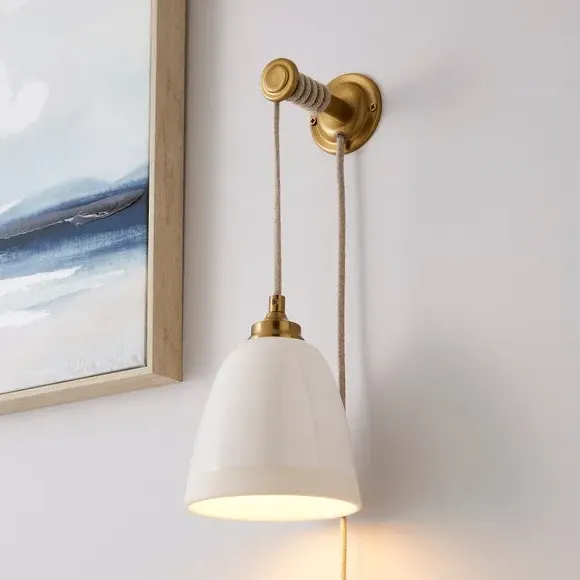 Plug In Wall Light - White, Ceramic image