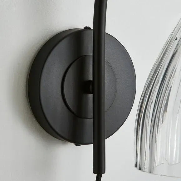 Plug In Wall Light with Adjustable Head - Black