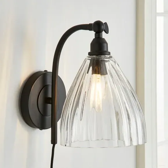 Plug In Wall Light with Adjustable Head - Black image