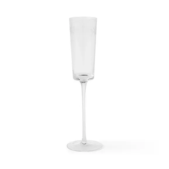 Prosecco Flute with Etched Detail - Clear Glass