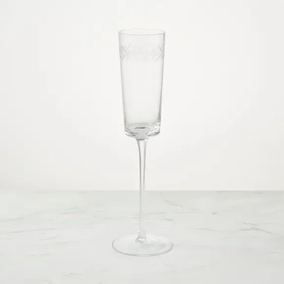 Prosecco Flute with Etched Detail - Clear Glass image