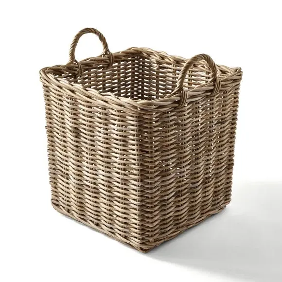 Rattan Storage Basket - Grey, Natural Rattan